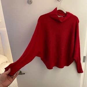 Red ribbed batwing sweater